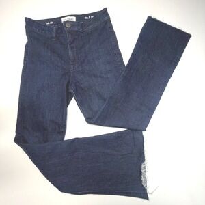 DL1961 No.5 Trimtone Flare Jeans Splintered Raw Hem Made in USA Dark Wash 28
